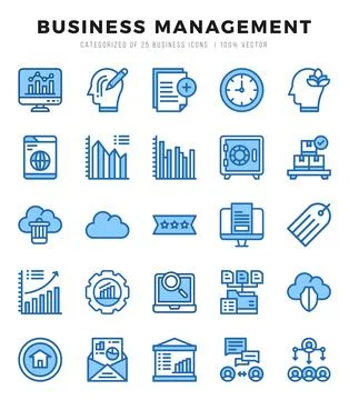 Business Management elements. Two Color web icon set. Simple vector illustr.. Stock Illustration