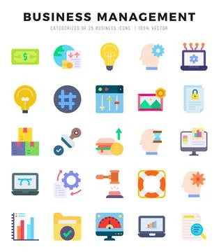 Business Management Flat icons. Vector Flat illustration. 스톡 일러스트