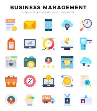 Business Management Icons bundle. Flat style Icons. Vector illustration. Stock Illustration
