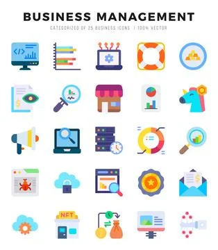 Business Management Icons bundle. Flat style Icons. Vector illustration. イラスト素材