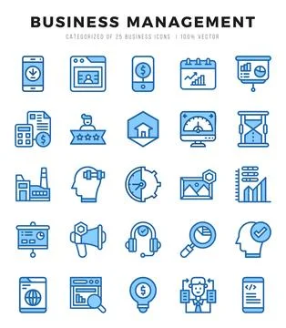 Business Management Icons bundle. Two Color style Icons. Vector illustration. Stock Illustration