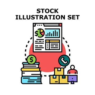 Business management process with financial data and online service イラスト素材