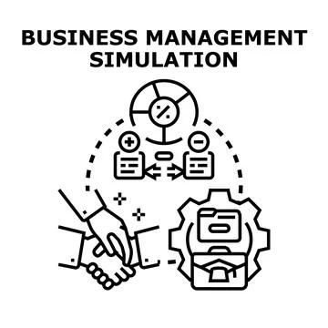 Business management simulation developing strategy and partnership Stock Illustration