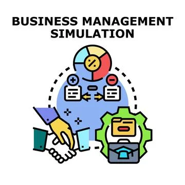 Business management simulation developing strategy and partnership Stock Illustration