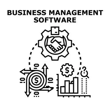 Business management software improving financial performance and growth Ilustração Stock
