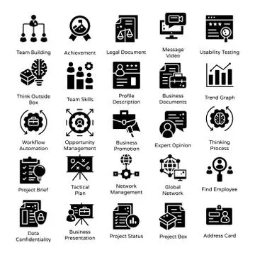 Business Management Solid Vectors Pack Stock Illustration