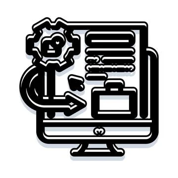 Business management system setting up digital interface 스톡 일러스트