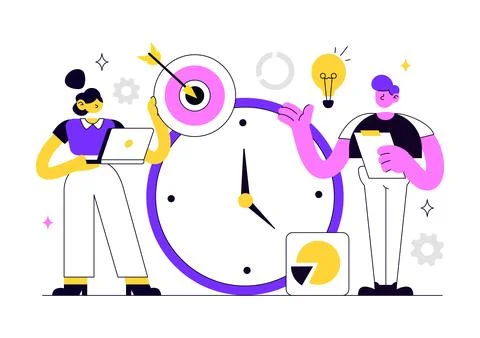 Business Management Vector Illustration Featuring Teamwork, Strategy, Plann.. Stock Illustration