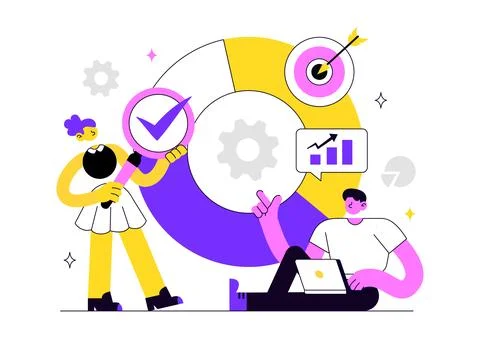 Business Management Vector Illustration Featuring Teamwork, Strategy, Plann.. Stock Illustration