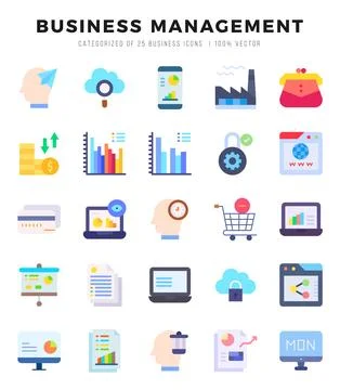 Business Management web icons in Flat style. Stock Illustration