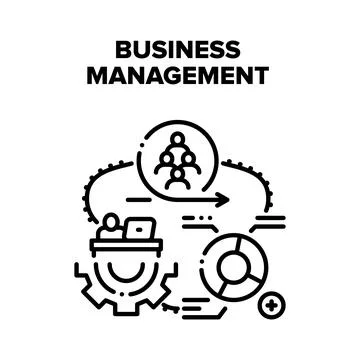 Business Management Work Vector Black Illustration Stock Illustration