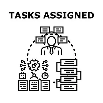 Business manager assigning project tasks and delegating work Ilustración de archivo