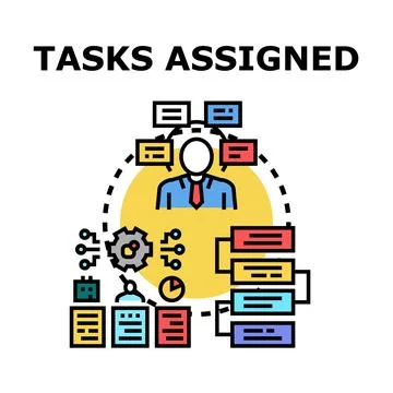 Business manager assigning project tasks and delegating work Stock Illustration