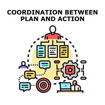 Business manager coordinating project plan and action Stock-Illustration