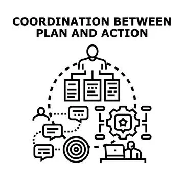 Business manager coordinating project plan and action Stock Illustration