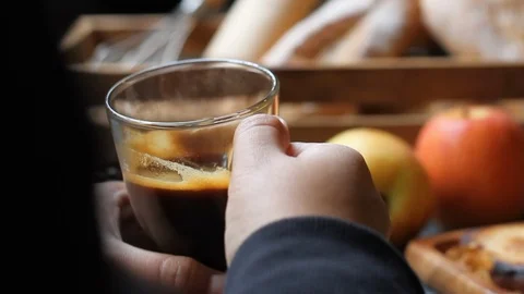 Business manager drinking coffee at cafe.  Stock Footage 102397112