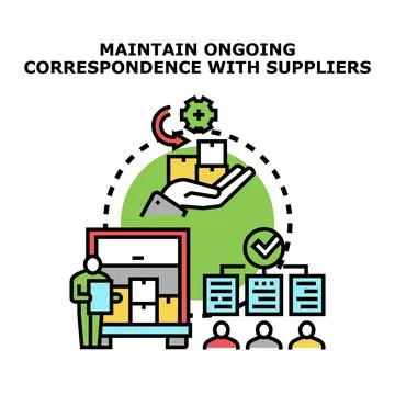 Business manager maintaining ongoing correspondence with suppliers Stock Illustration