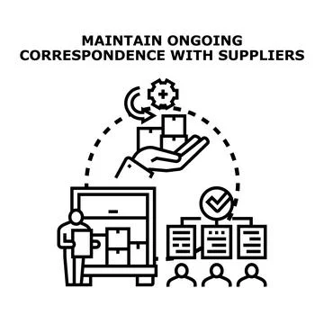Business manager maintaining ongoing correspondence with suppliers Stock Illustration