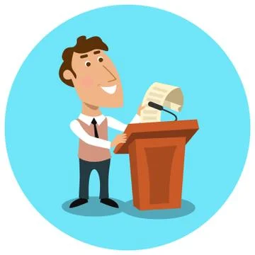 Business manager making public presentation Stock Illustration