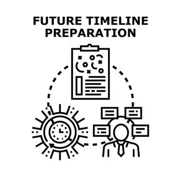Business manager planning future timeline strategy Ilustración de archivo