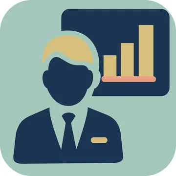 Business manager presenting data report icon Stock Illustration