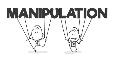 Business manipulation and control of worker vector concept. Stock Illustration