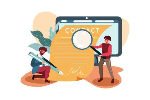 Business mans checking the contract Stock Illustration