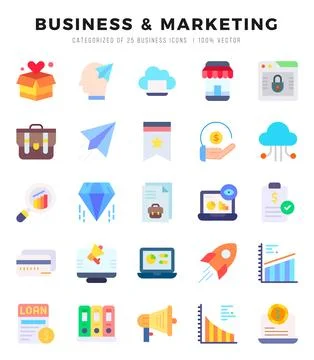 Business &amp; Marketing elements. Flat web icon set. Simple vector illustration. Illustrazione stock