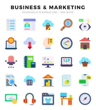 Business &amp; Marketing elements. Flat web icon set. Simple vector illustration. Illustrazione stock