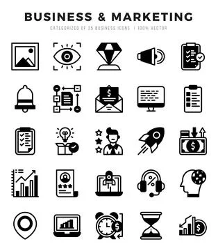 Business &amp; Marketing elements. Lineal Filled web icon set. Simple vector il.. Stock Illustration