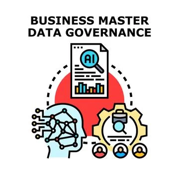 Business master data governance managing intelligent data system Stockillustratie