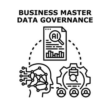 Business master data governance managing intelligent data system Illustrazione stock