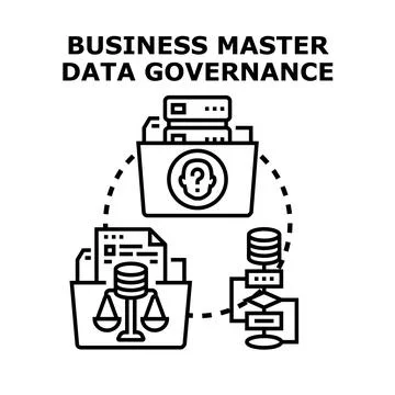 Business master data governance process controlling corporate information Illustrazione stock