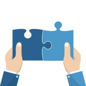 Business matching concept. Connecting elements puzzle in hand businessman. Wo Stock Illustration