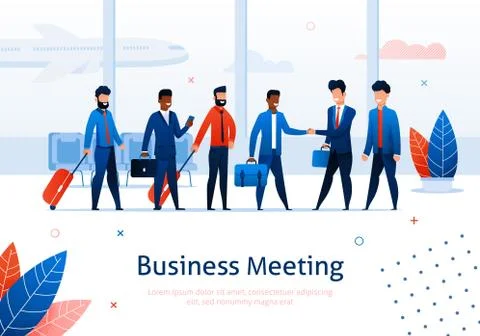 Business Meeting Airport Terminal Man Shake Hand Stock Illustration