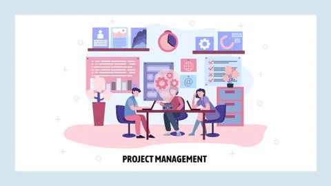 Business meeting and presentation. Project management team. Business education 库存插图