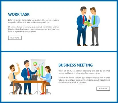Business meeting and work task, Report Discussion Illustrazione stock