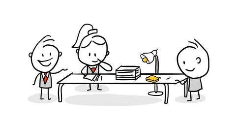 Business meeting. Flat people on presentation conference. Stock Illustration