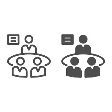 Business meeting line and solid icon, strategy concept, Brainstorming and Stock Illustration