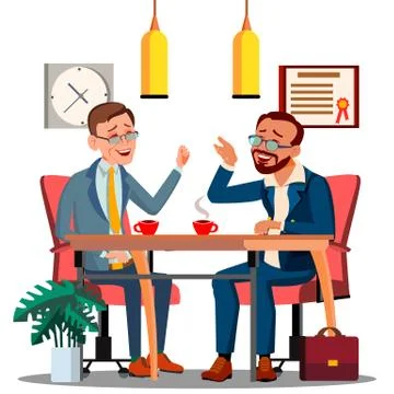 Business Meeting With Partner At The Table With Documents And Coffee Vector Stock Illustration