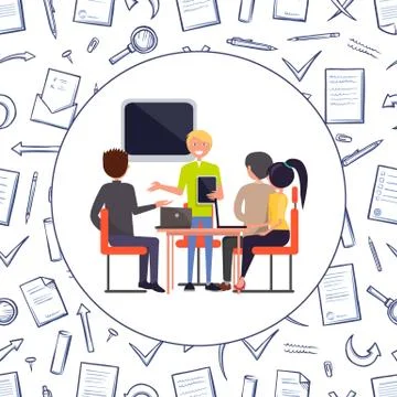 Business Meeting Problem Solving Seminar Vector Stock Illustration