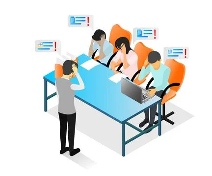Business meeting with problems Stock Illustration