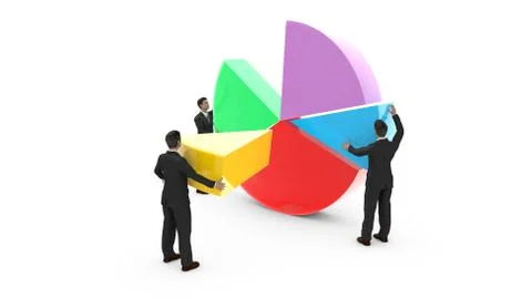 Business men assembling a pie chart Stock Illustration