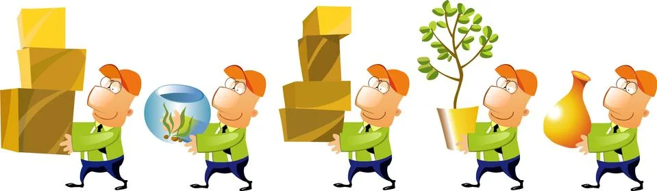 Business men carrying different objects. Stock Illustration