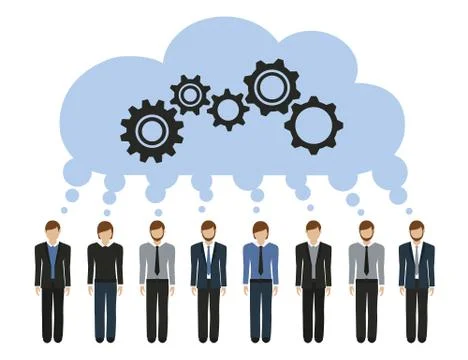 Business men develop a common idea with gears 스톡 일러스트