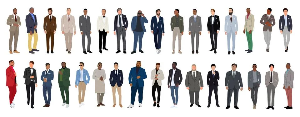 Business men different vector isolated on white. Stock Illustration