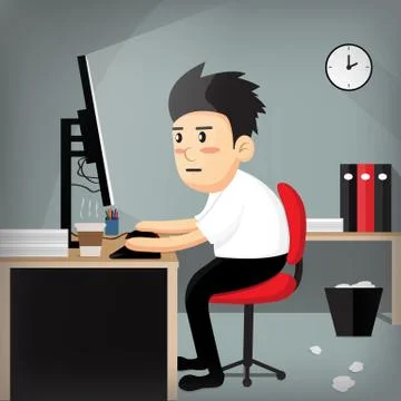 Business men sitting at computer. Stock Illustration