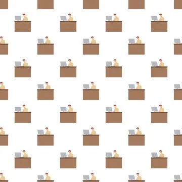 Business men working on computers seamless pattern 库存插图