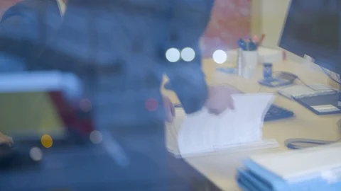 Business Men Working On Papers Reflection Stock Footage 127036569