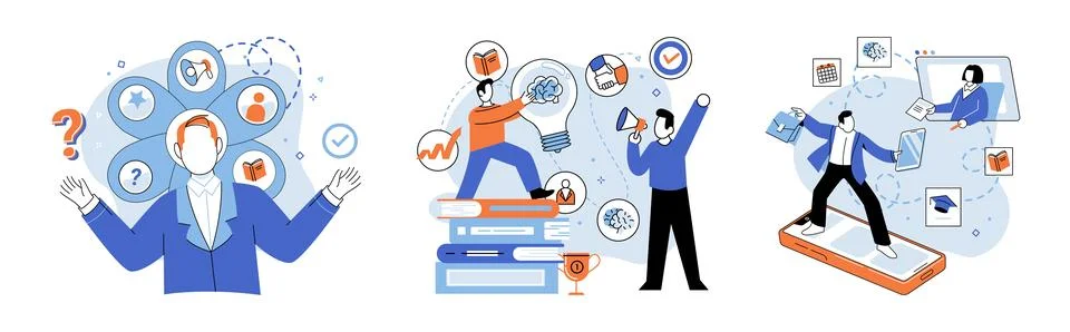 Business mentor. Developing strategic plan is crucial for achieving business 스톡 일러스트